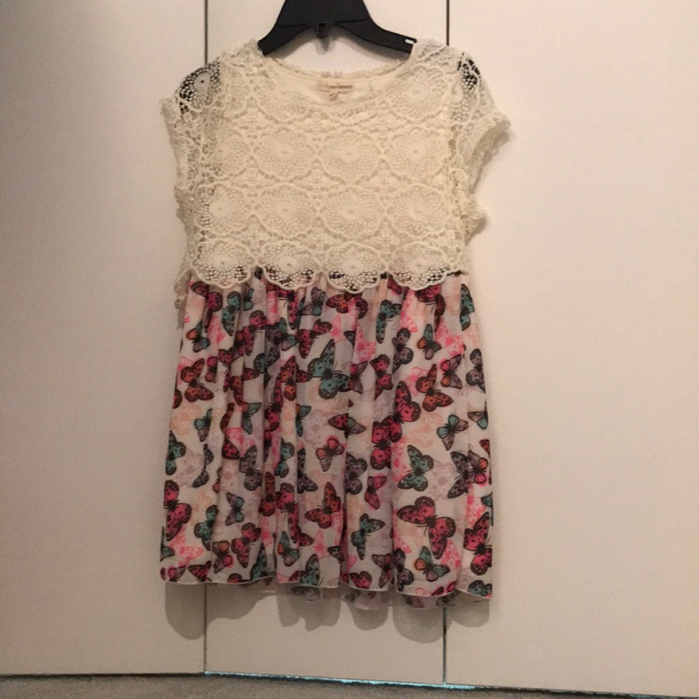 Butterfly dress with lace for girls size 10–12
